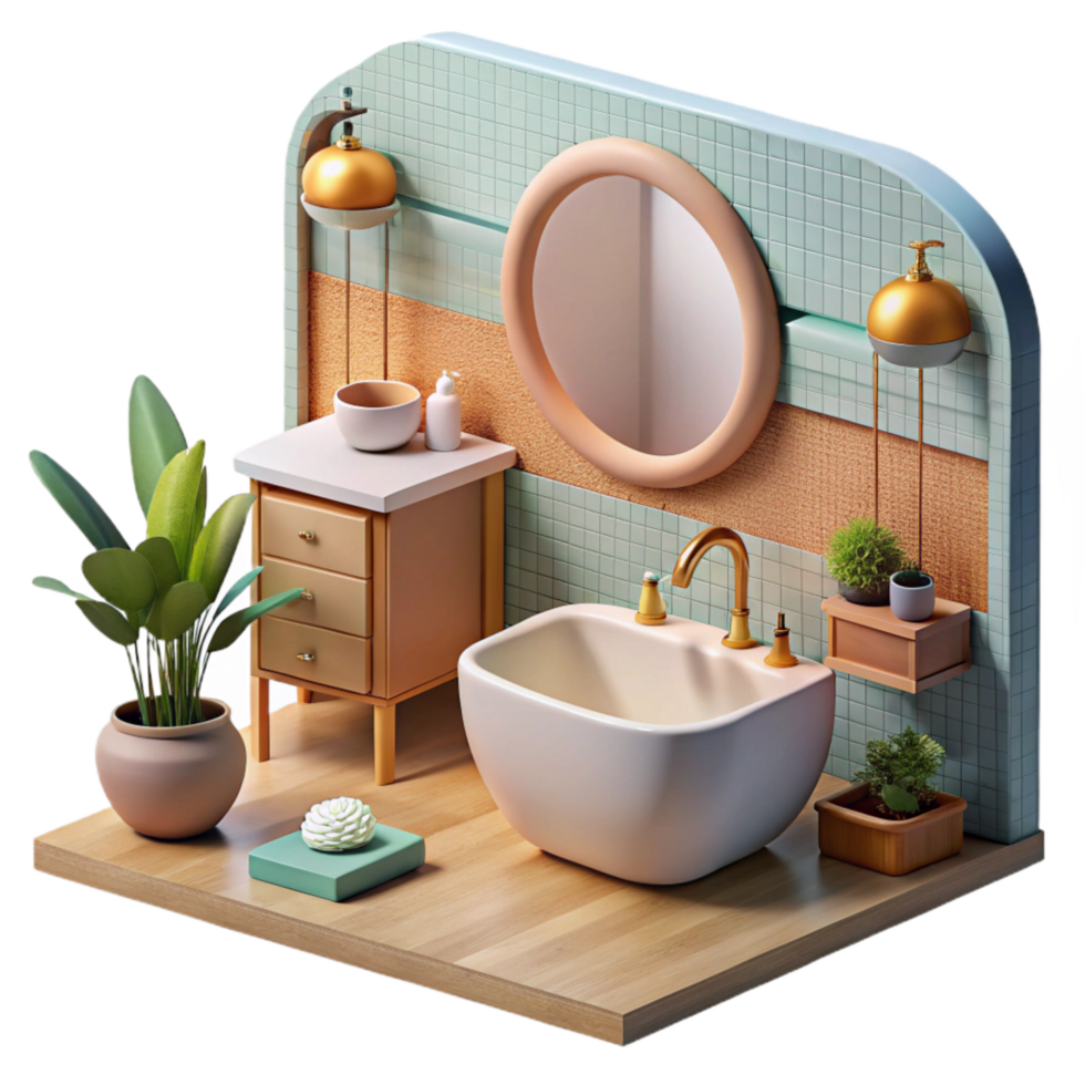 beautiful traditional Modern Bathroom with Minimal Decor Cutout premium png