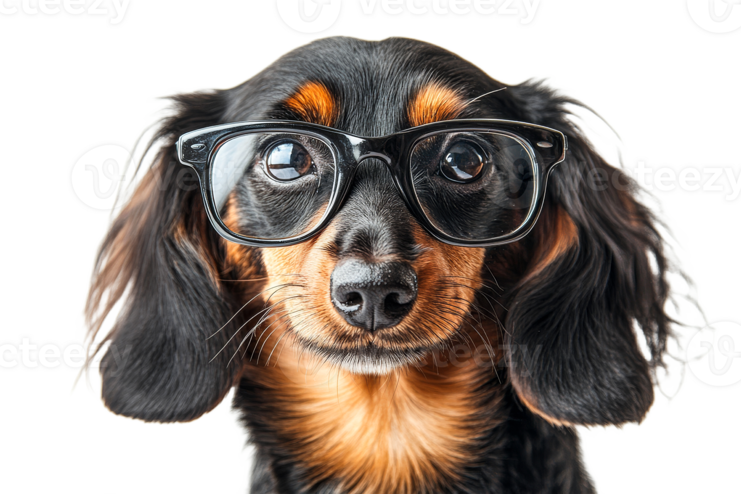 Cute dog wearing glasses on a transparent background png