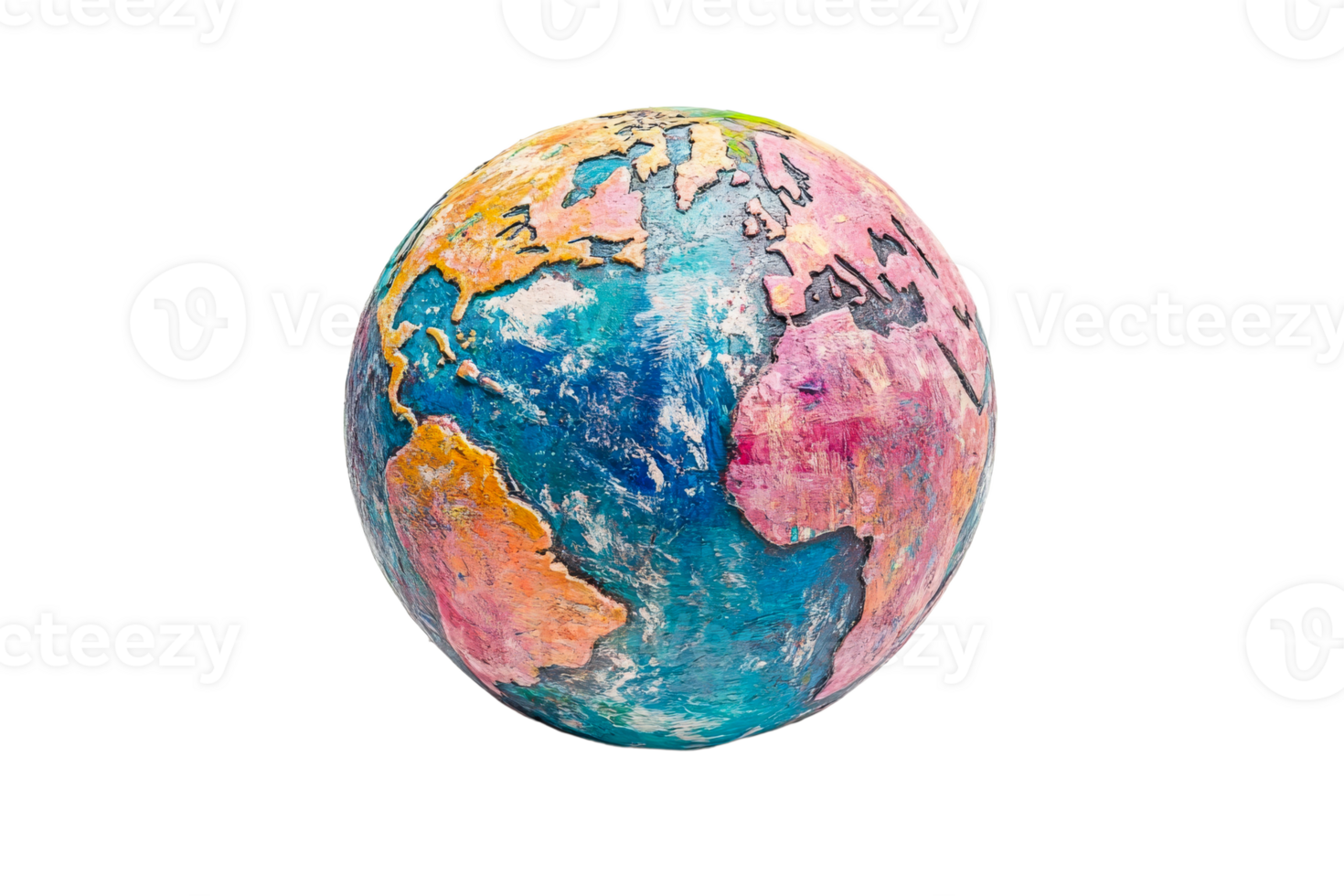 Colorful globe representing continents and oceans clearly png