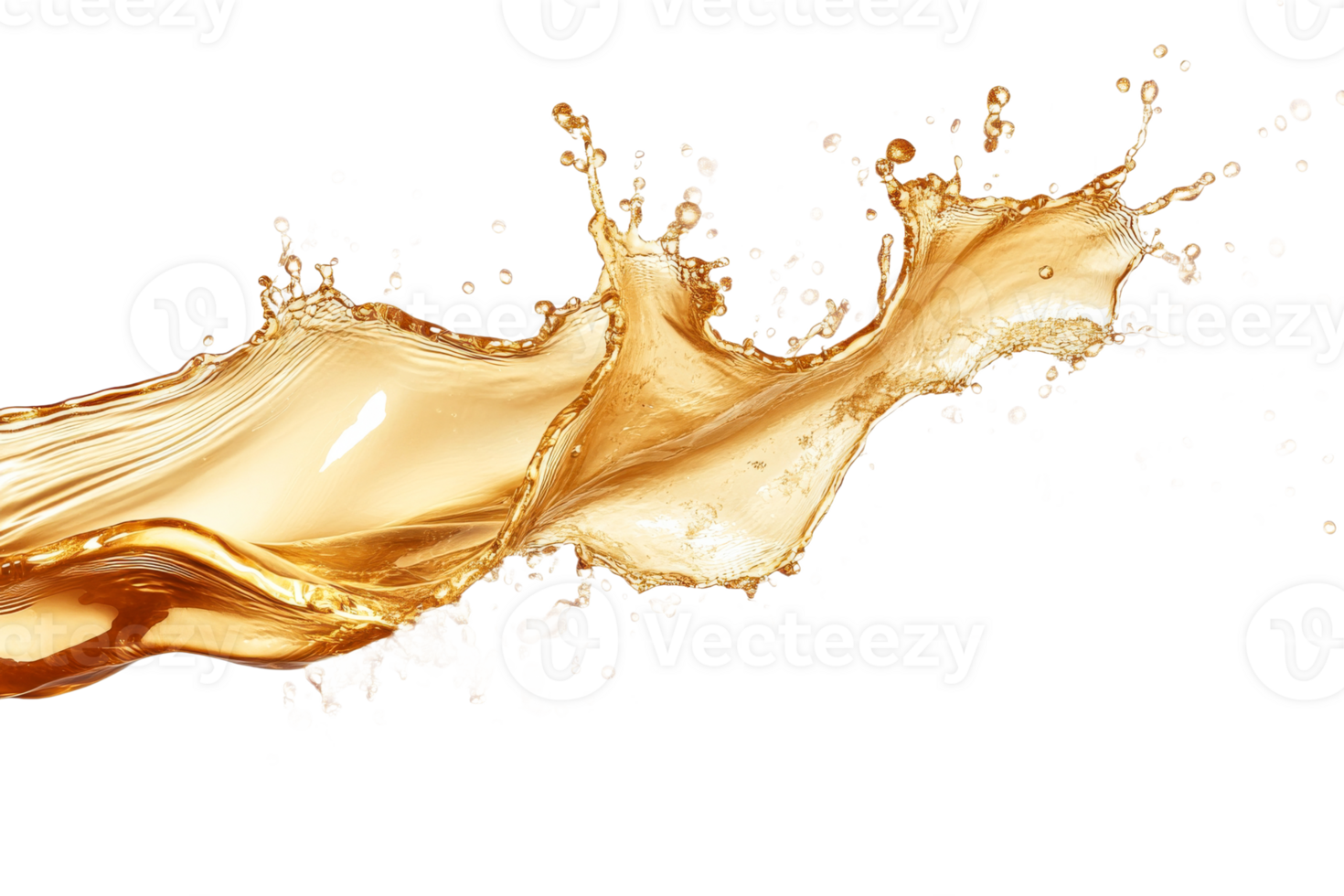 Golden liquid splash with transparent background png