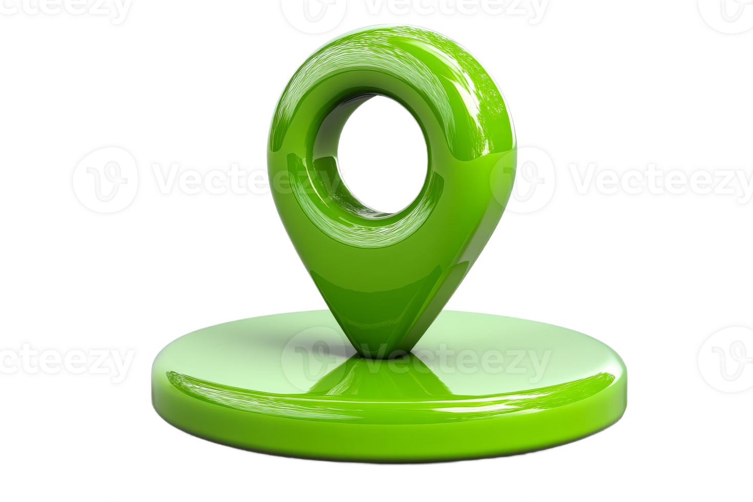 Green location pin on flat surface, transparent bg png