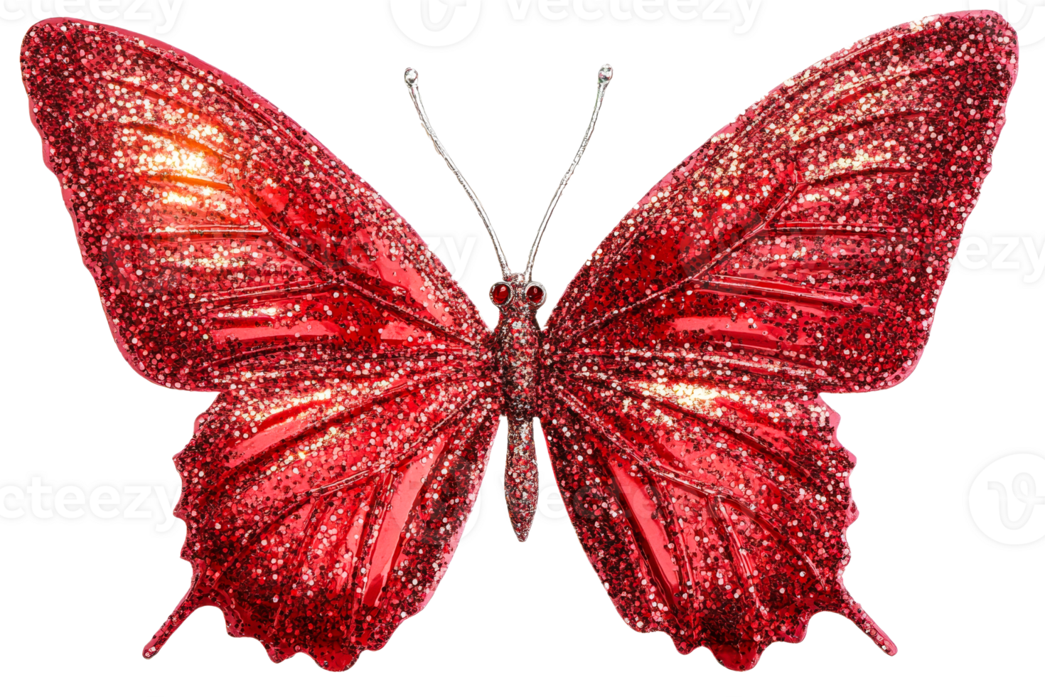Glittery red butterfly on transparent background png