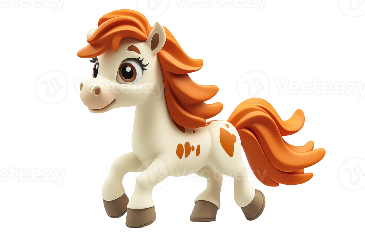 Charming cartoon pony with vibrant mane in motion png
