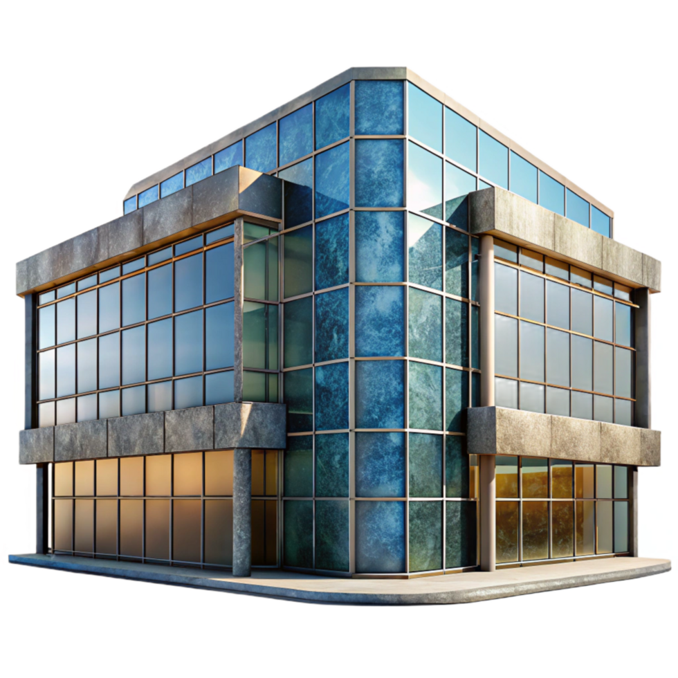 beautiful traditional Modern Building Cutout with Glass Facade premium png