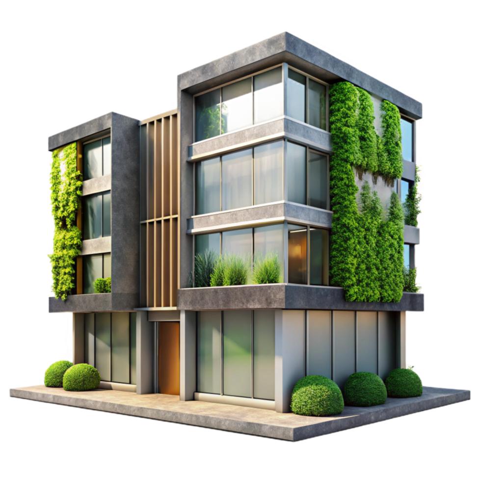 stunning vintage Modern Building with Vertical Garden Transparent Background authentic png