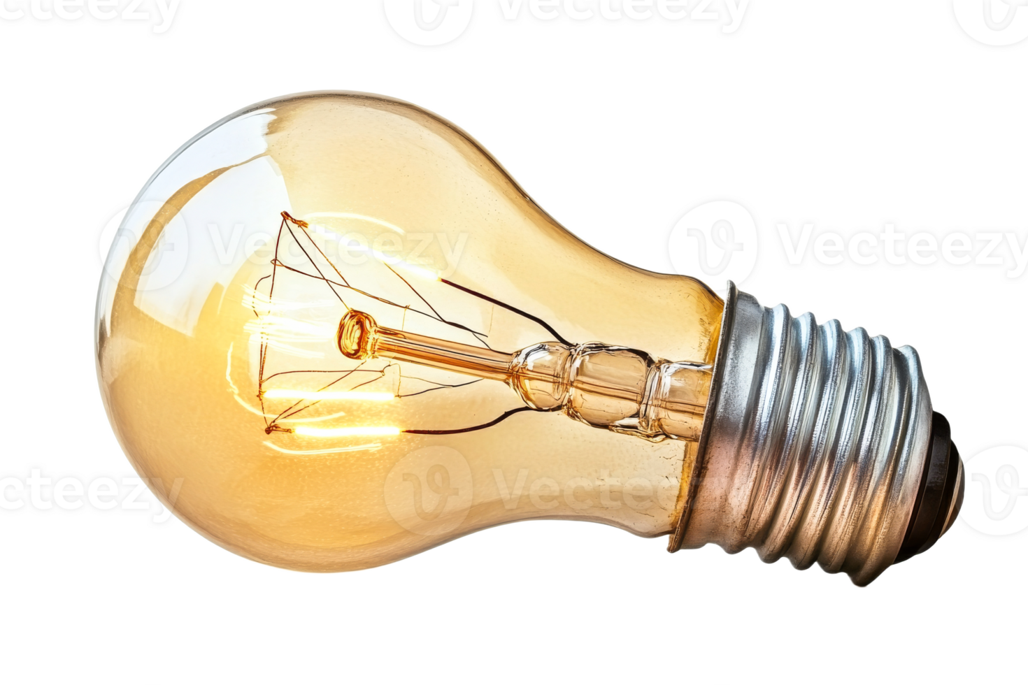 Warm light bulb on transparent background png