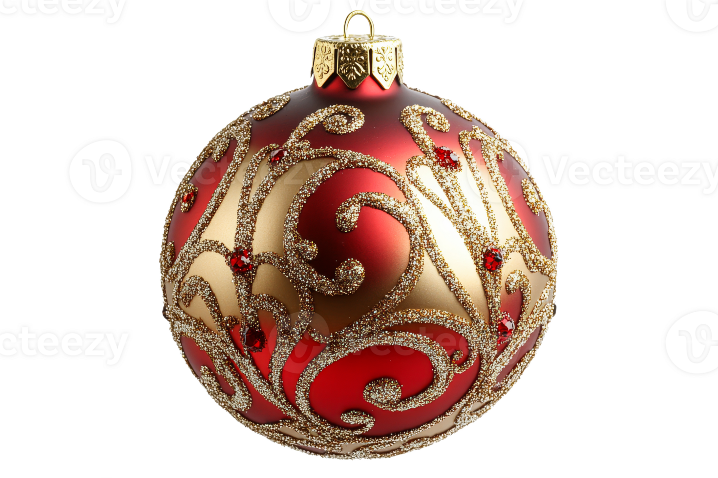 Red and gold ornate Christmas ornament png