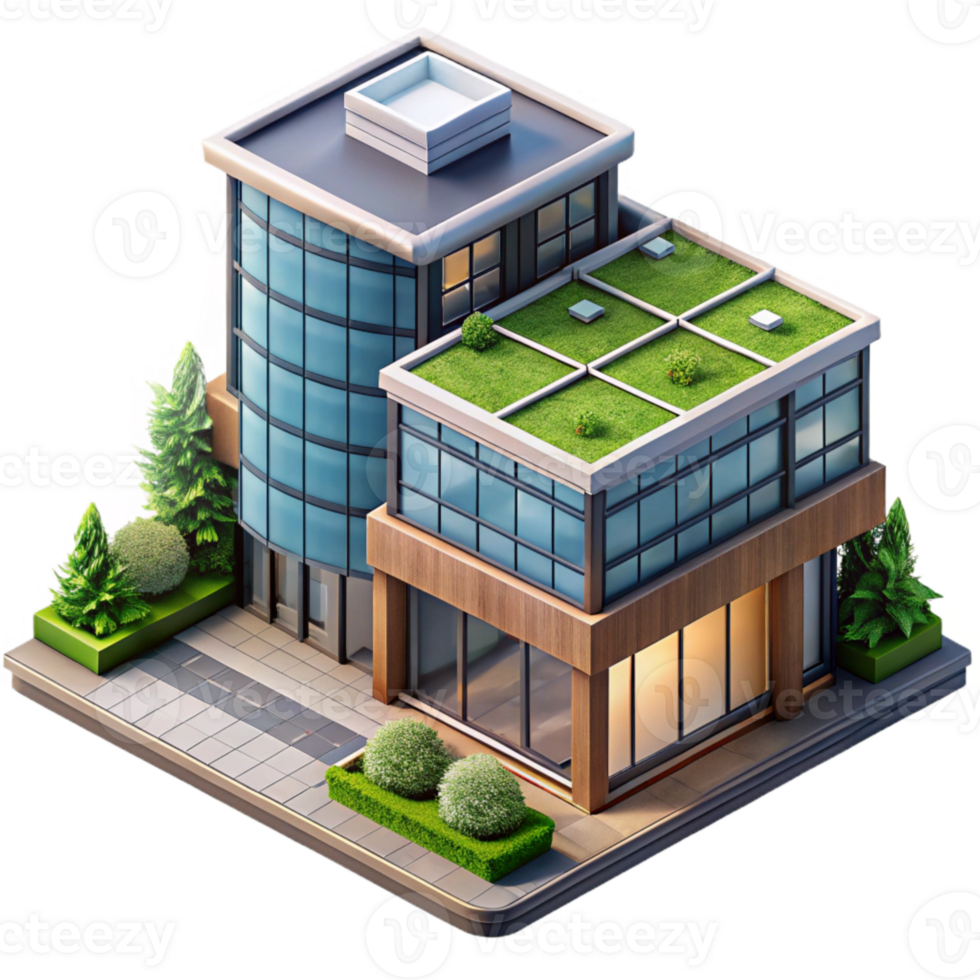 elegant modern Modern City Building with Vertical Garden Transparent Background genuine png