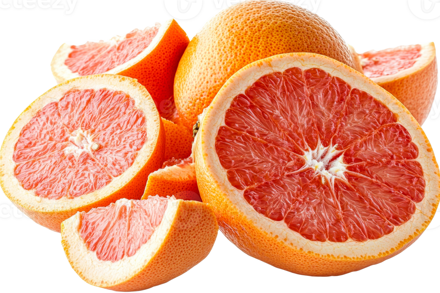 Fresh grapefruit pieces on a transparent background png