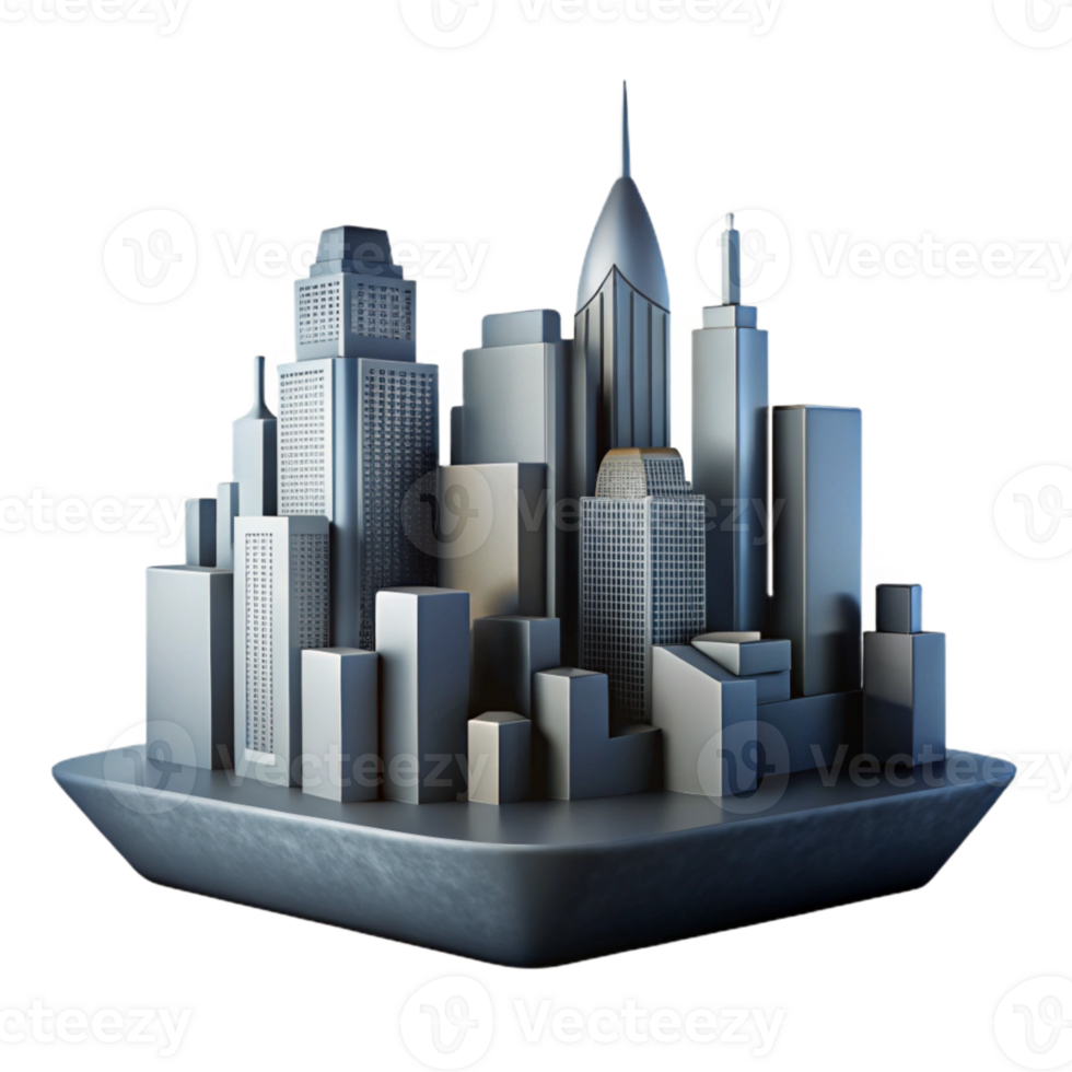 beautiful contemporary Modern Cityscape Silhouette with Neon Glow Cutout png