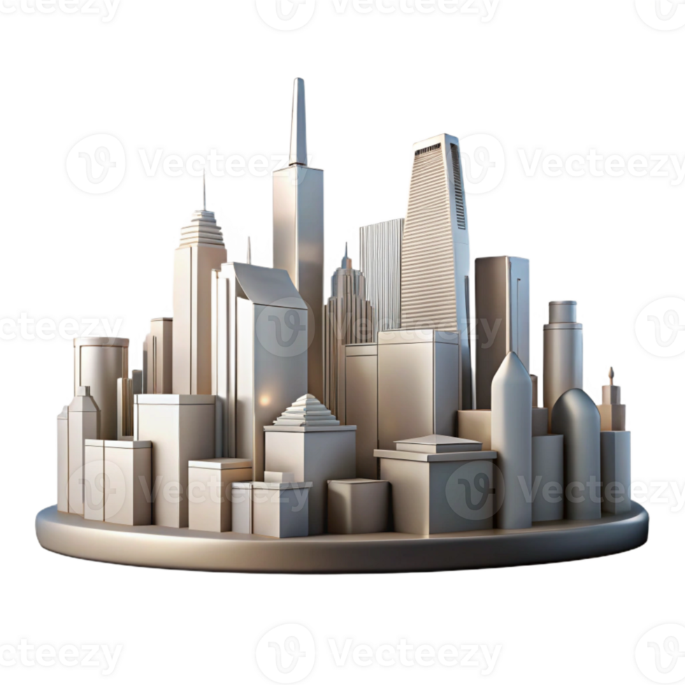 impressive creative Modern Cityscape Skyline Silhouette Transparent Background high resolution png