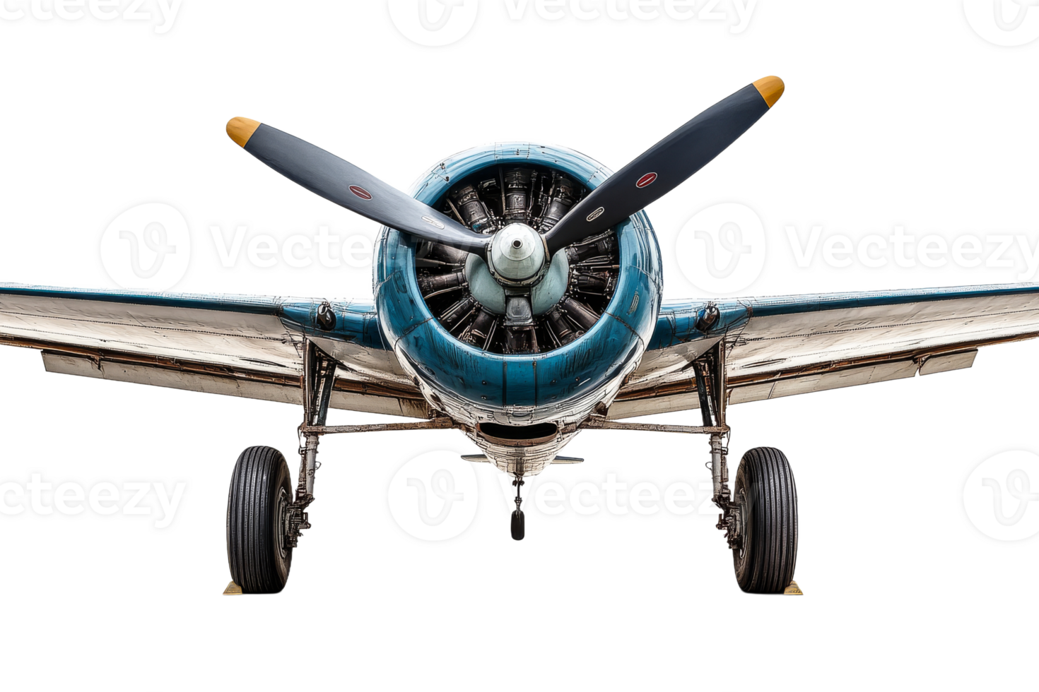 Vintage aircraft with propeller against transparent backdrop png