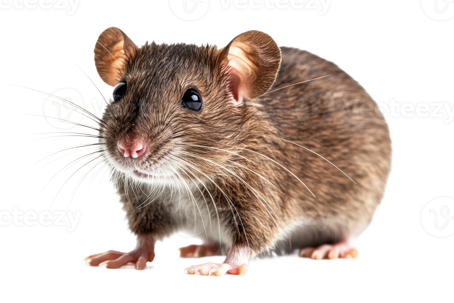 Small rodent with round ears and glossy fur on white png
