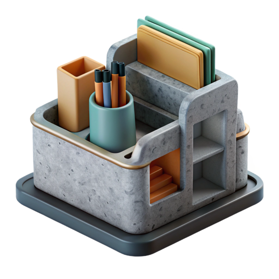 elegant vintage Modern Desk Organizer Isolated on Transparent Background high resolution png