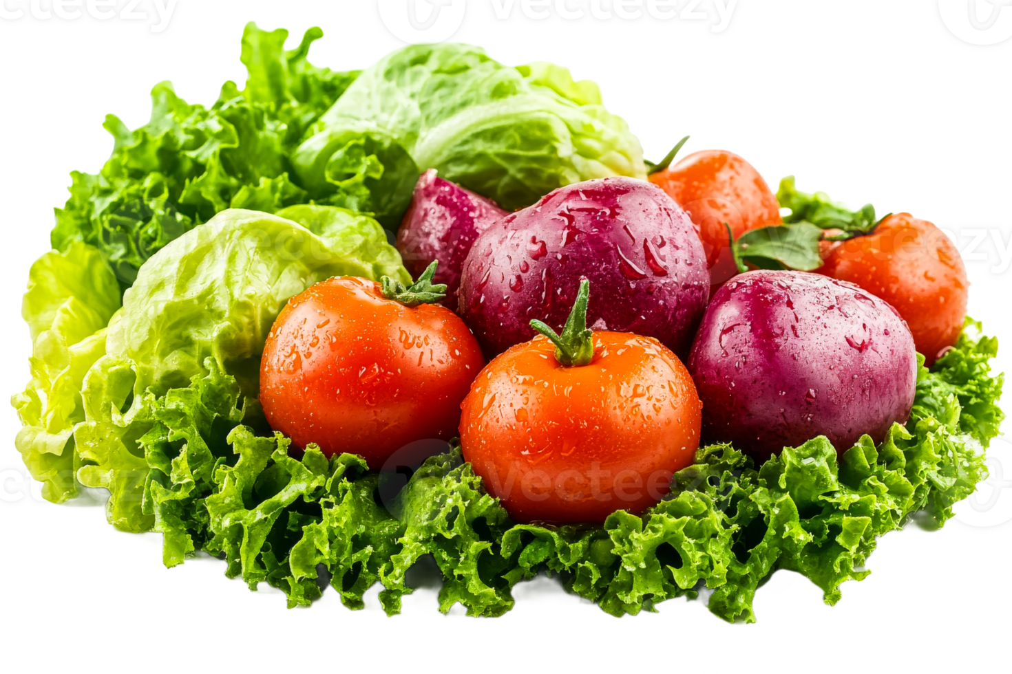 Fresh vegetables display on a transparent background png