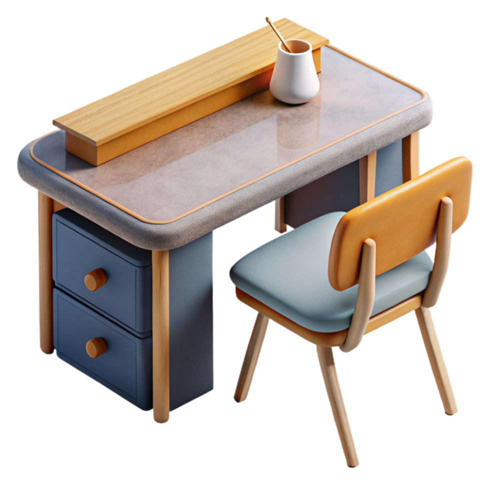 wonderful contemporary Modern Desk with Chair Top View Cutout detailed png