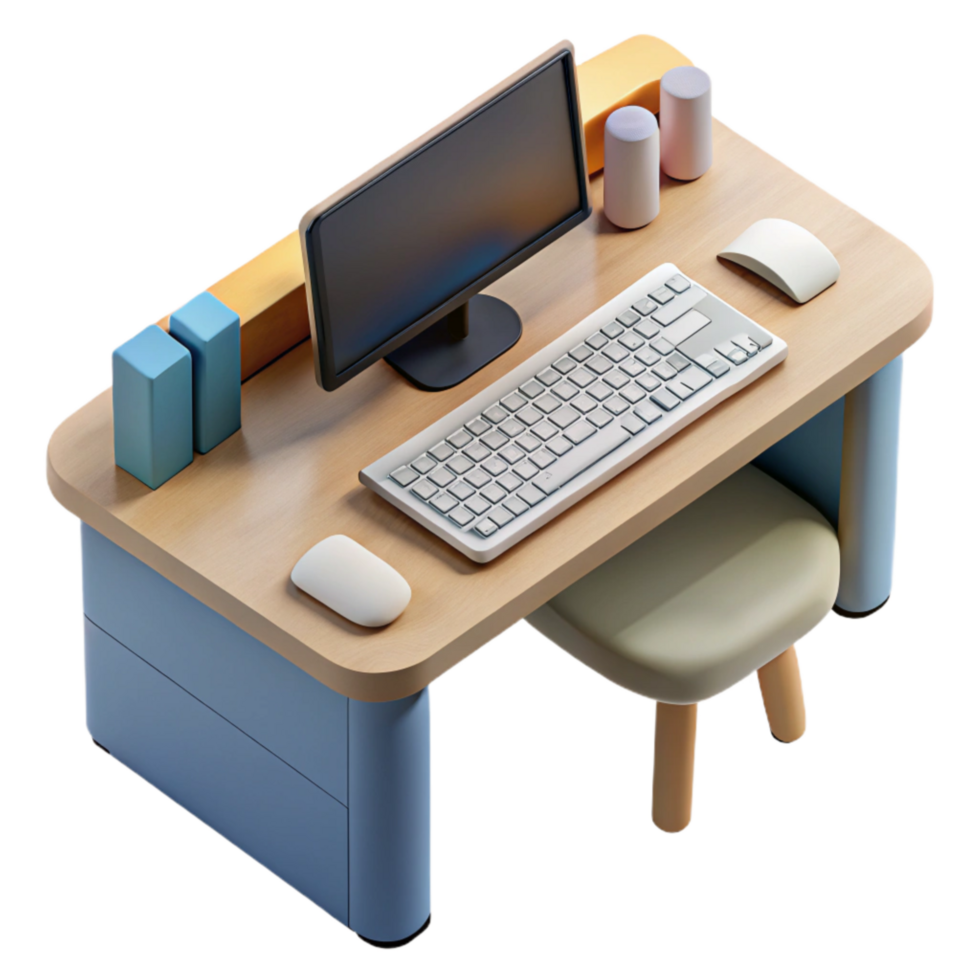 beautiful contemporary Modern Desk with Keyboard Top View Cutout genuine png