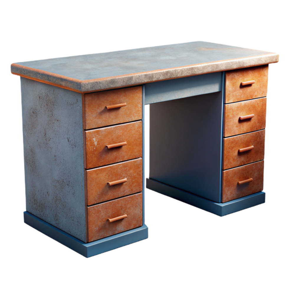 vibrant vintage Modern Desk with Drawers Front View Cutout png