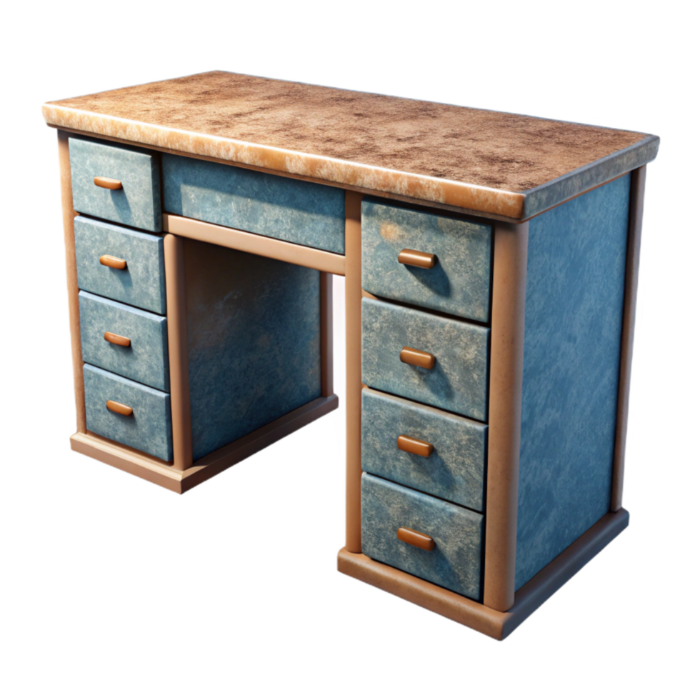 dramatic artistic Modern Desk with Drawers Front View Cutout png