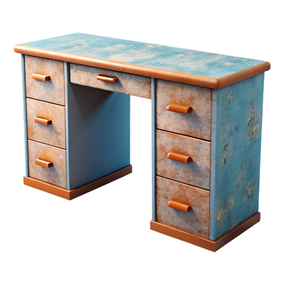 elegant vintage Modern Desk with Drawers Front View Cutout original png
