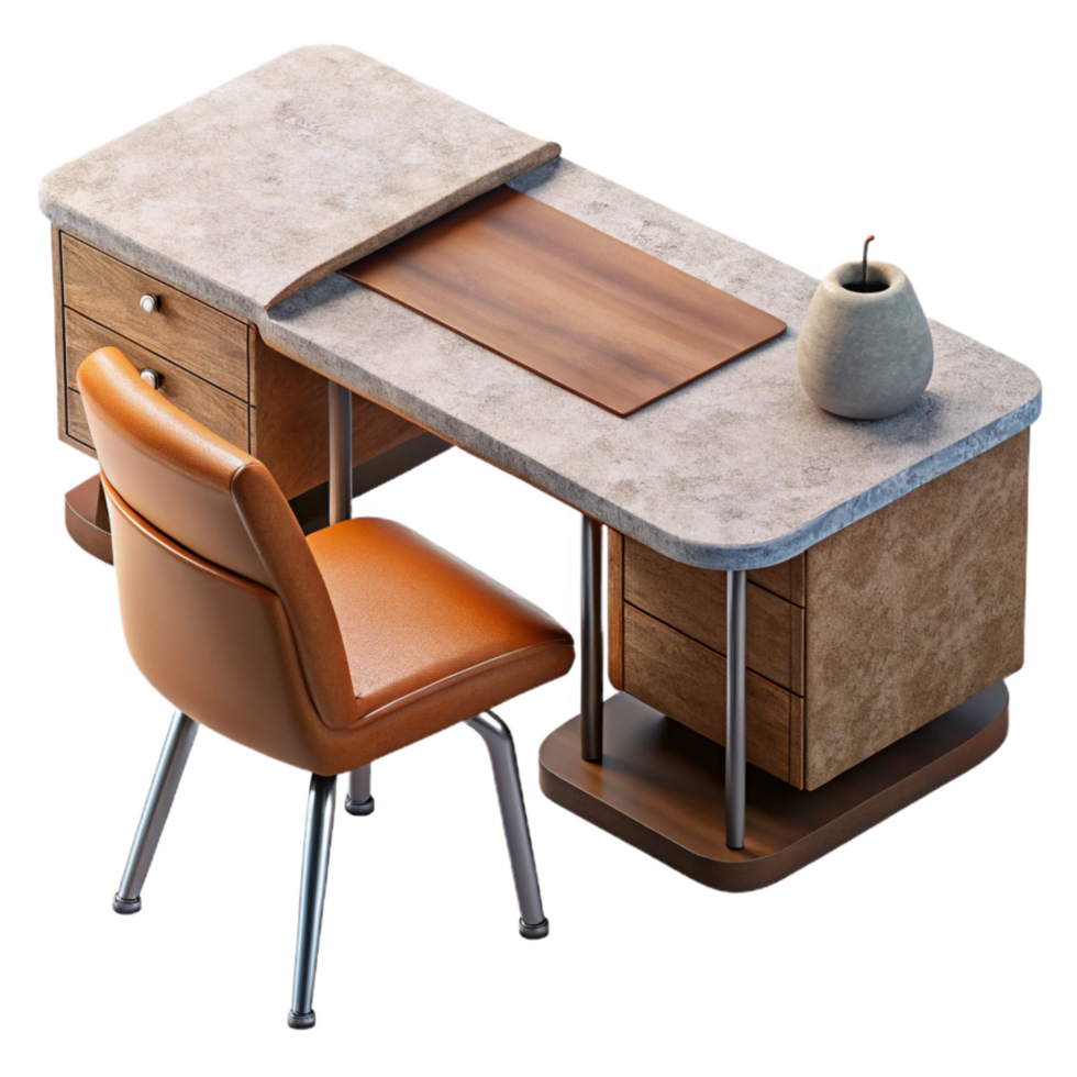 wonderful contemporary Modern Desk with Chair Top View Cutout professional png