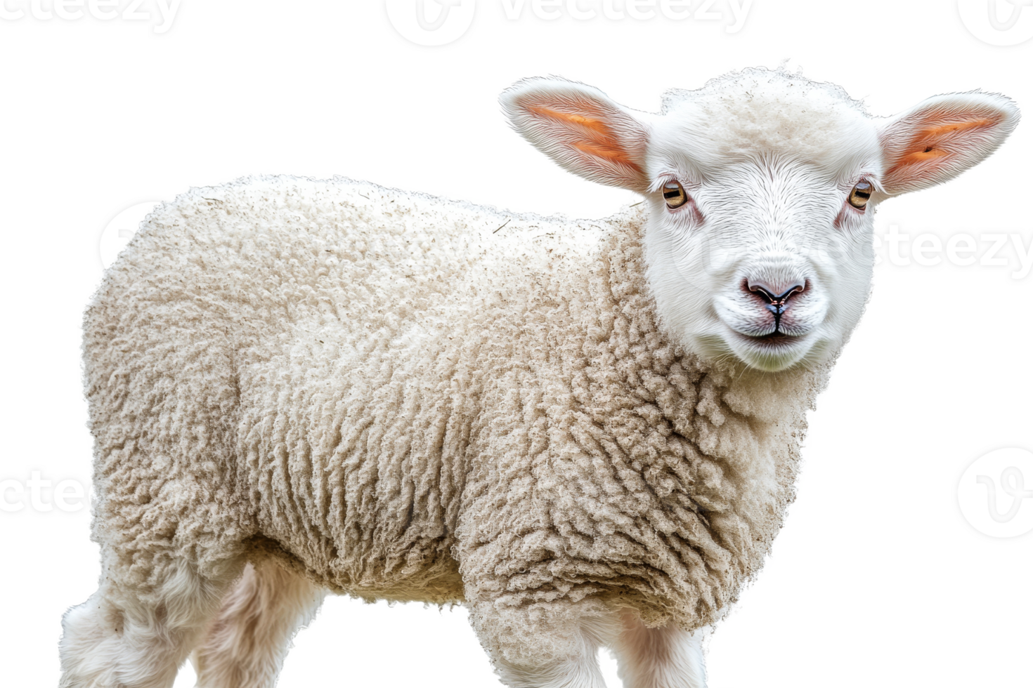 Cute lamb showcasing fluffy wool on transparent background png