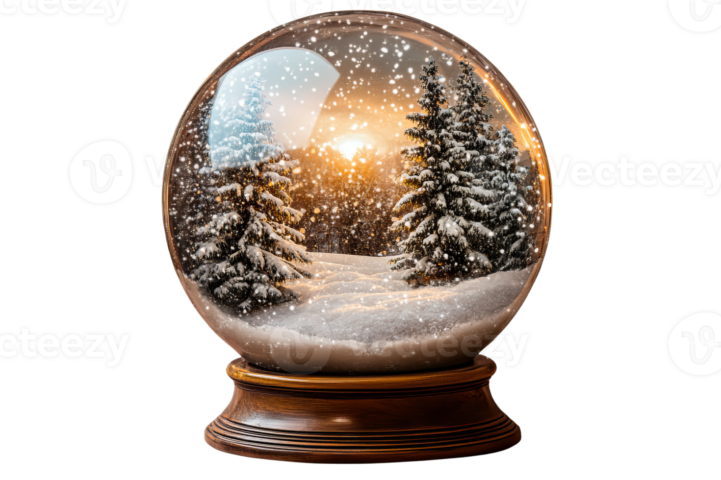 Snow globe featuring winter landscape with trees png