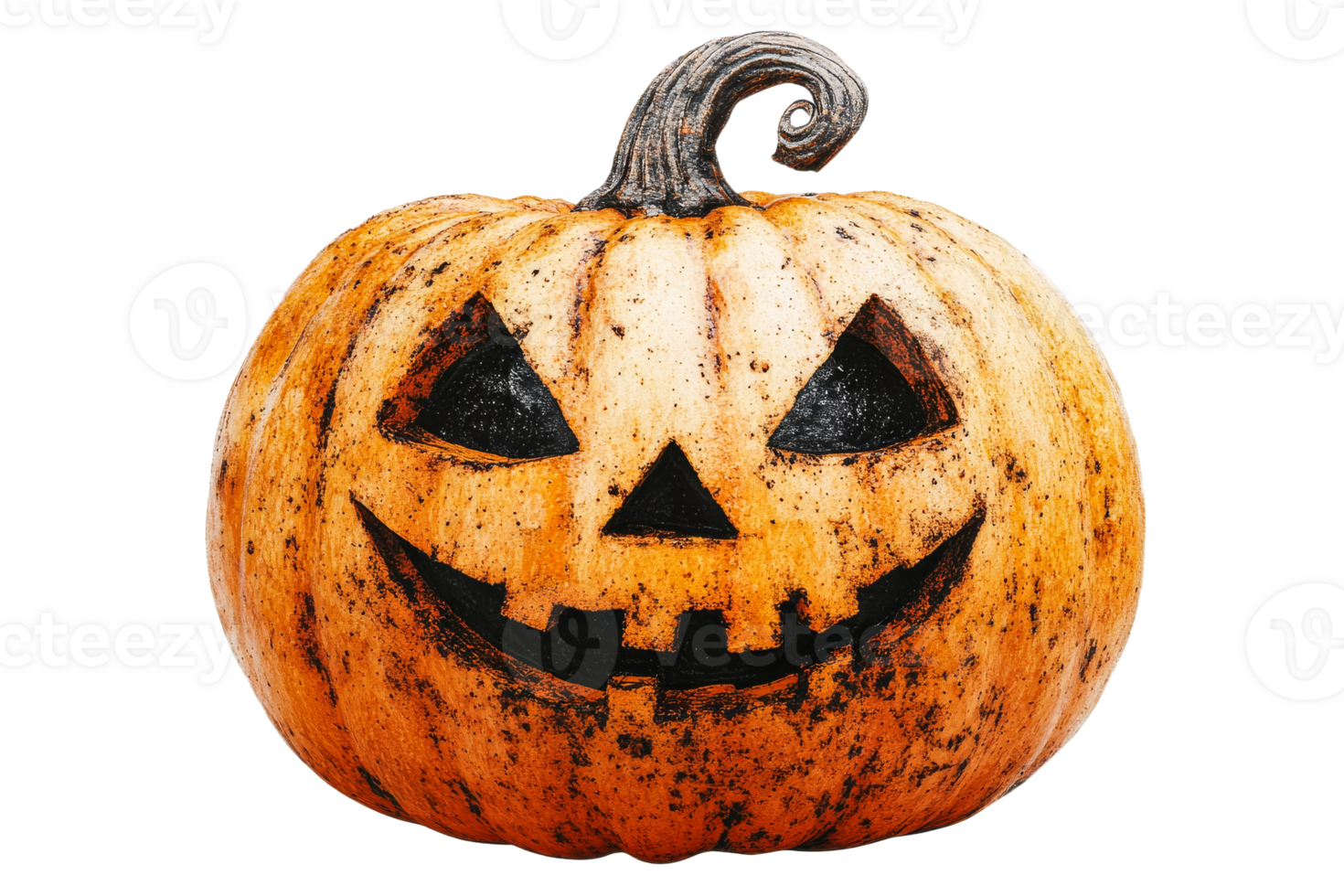 Classic Halloween pumpkin with a cheerful face design png