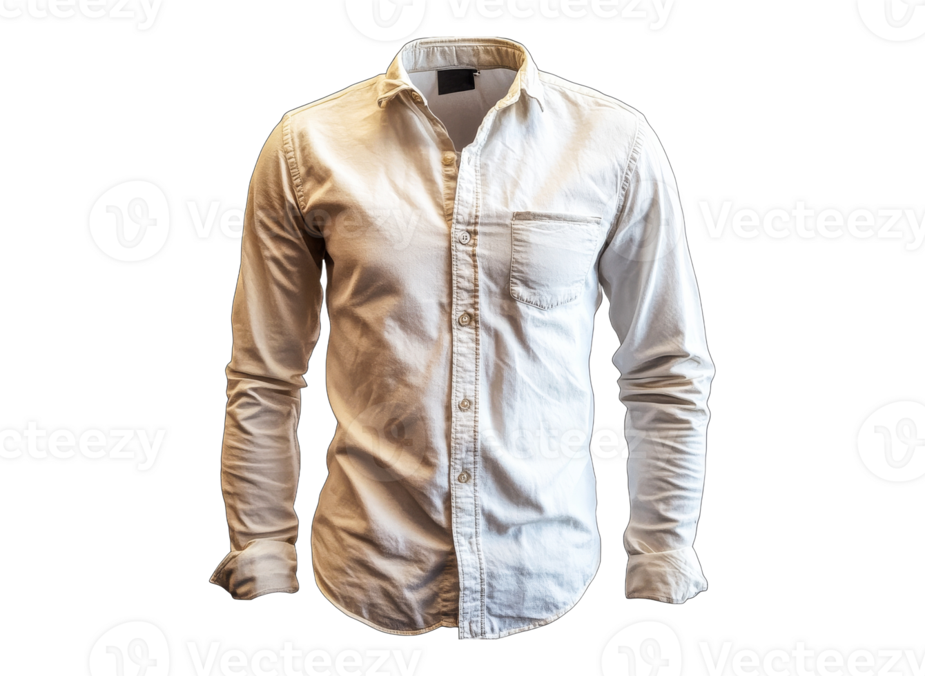 Stylish white long sleeve shirt with pocket detail png