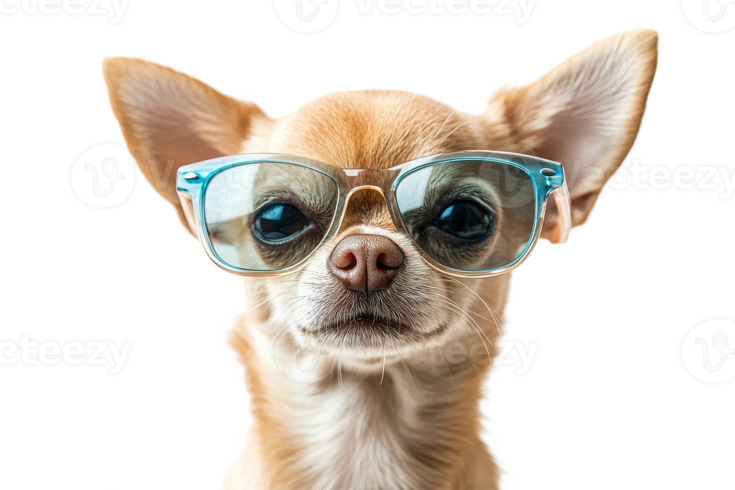 Chihuahua in stylish sunglasses, transparent bg png