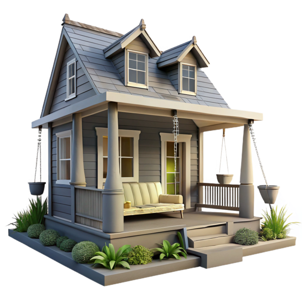 wonderful abstract Modern Farmhouse with Porch Swing Cutout authentic png