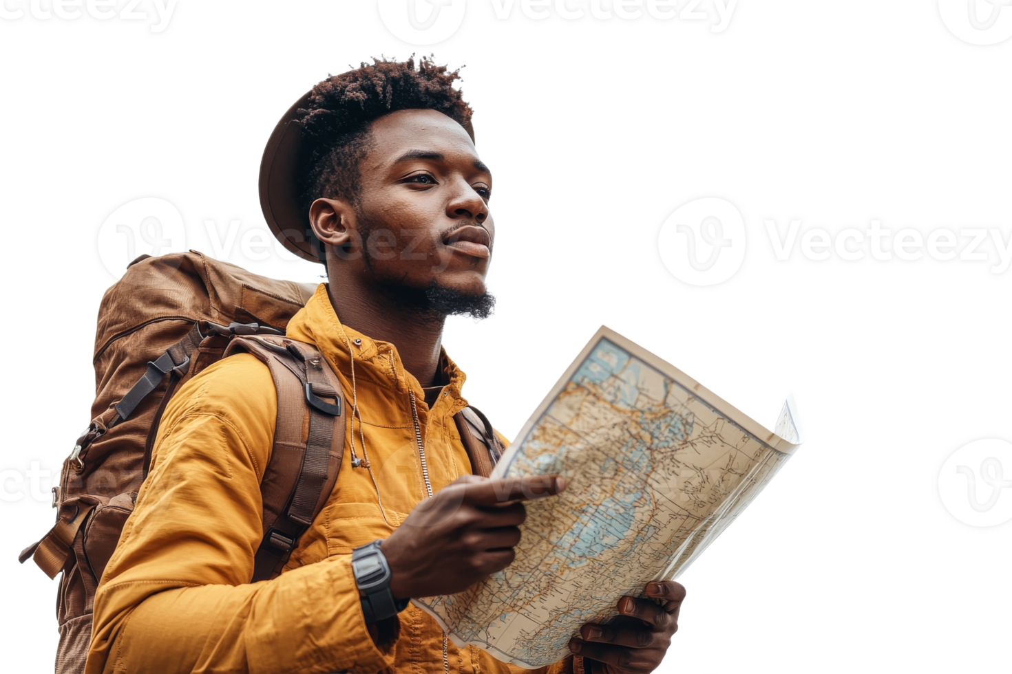 Exploring new places with a map in hand png
