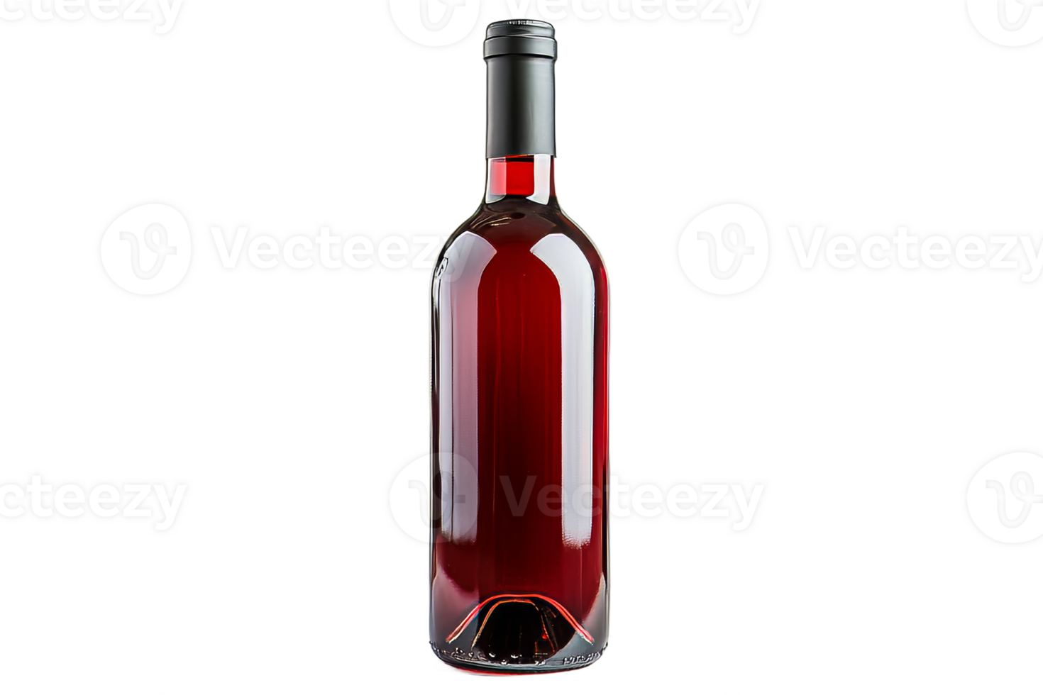 Elegant red wine bottle with transparent background png