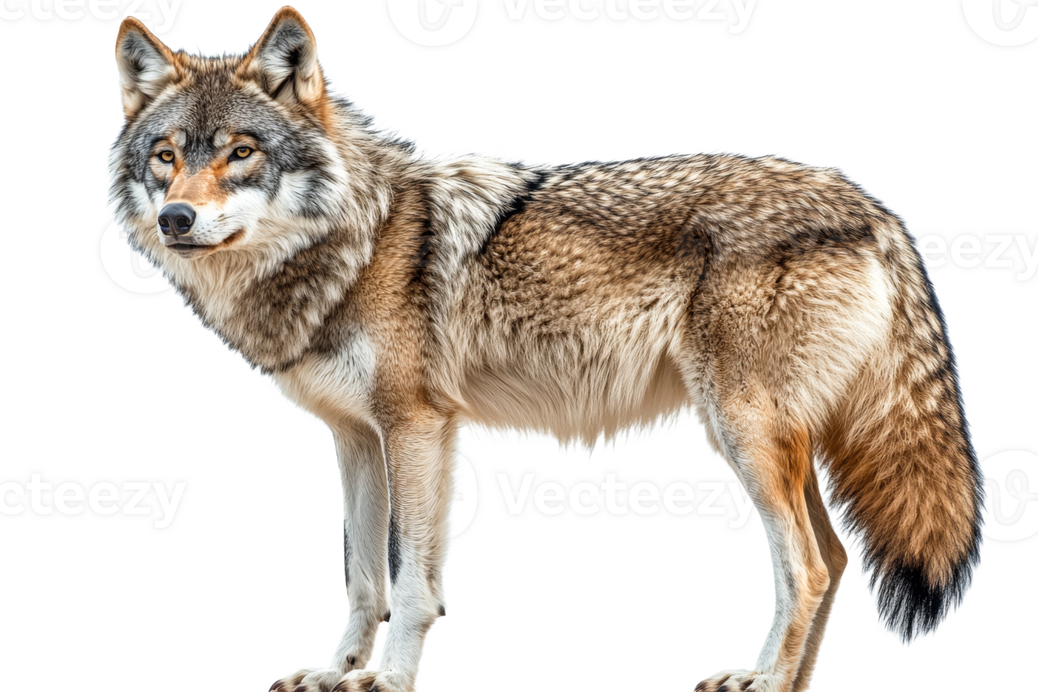 Wolf standing confidently on a transparent background png