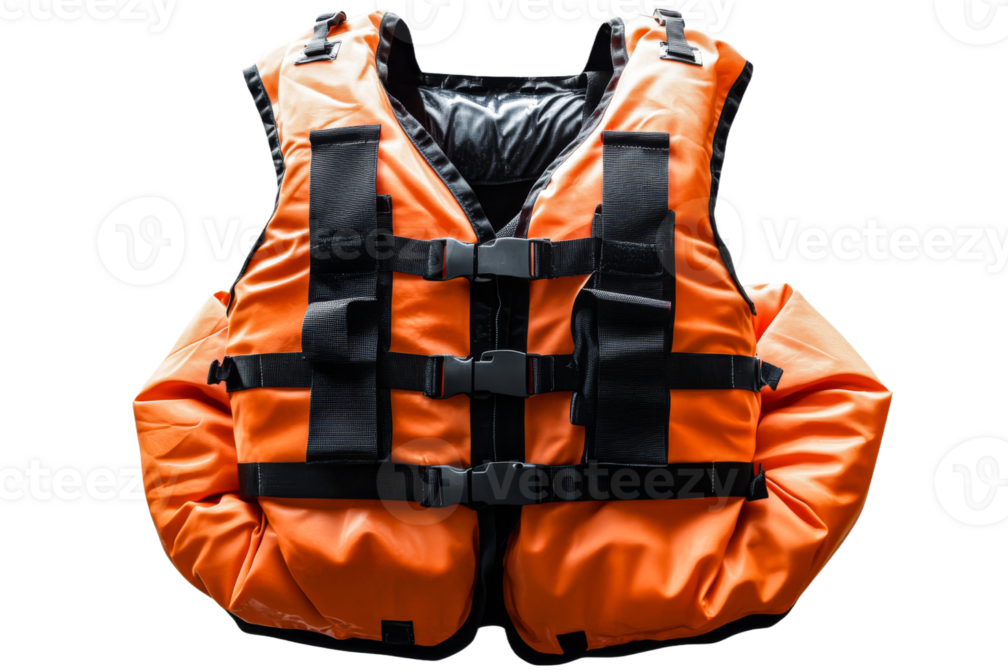 High visibility life jacket on transparent background png