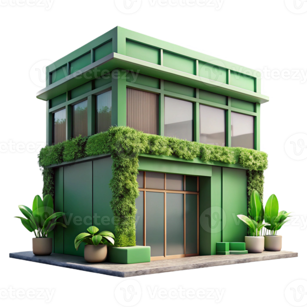 extraordinary contemporary Modern Green Building Facade with Plants Isolated authentic png