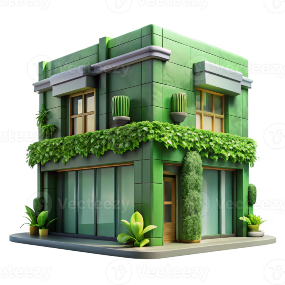 extraordinary modern Modern Green Building Facade with Plants Isolated original png
