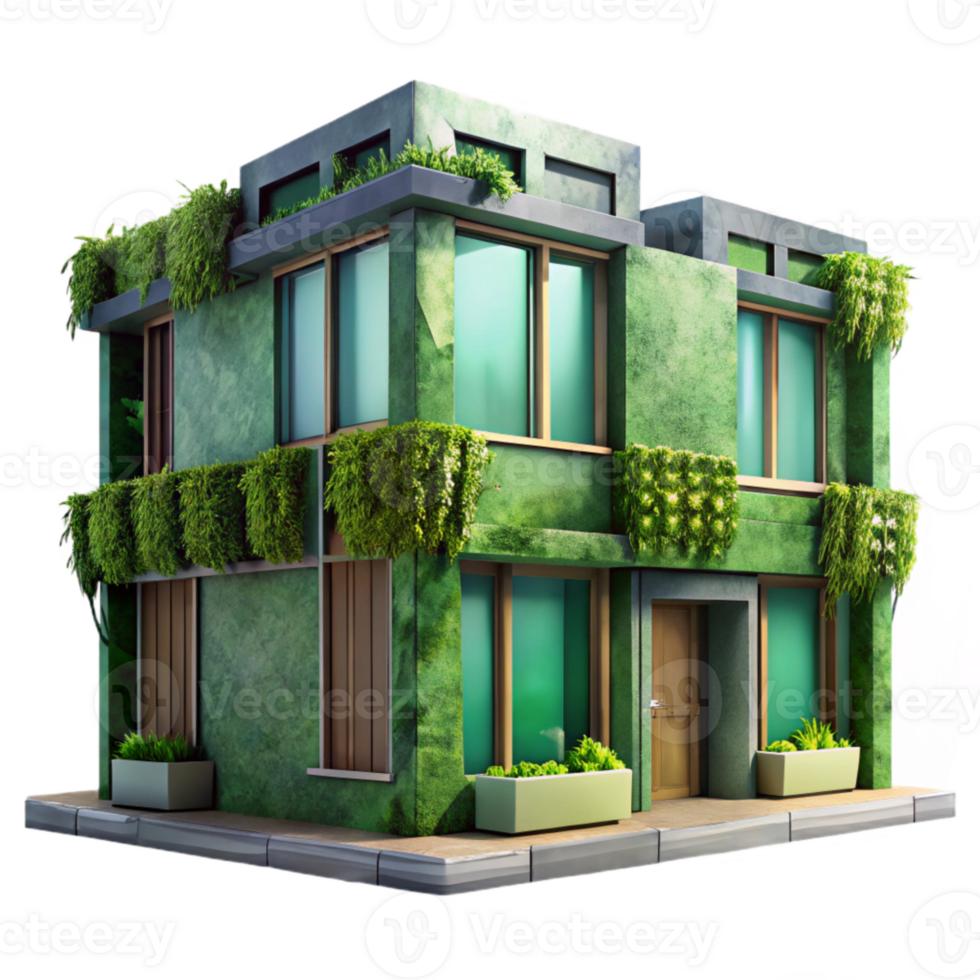 magnificent contemporary Modern Green Building Facade with Plants Isolated professional png