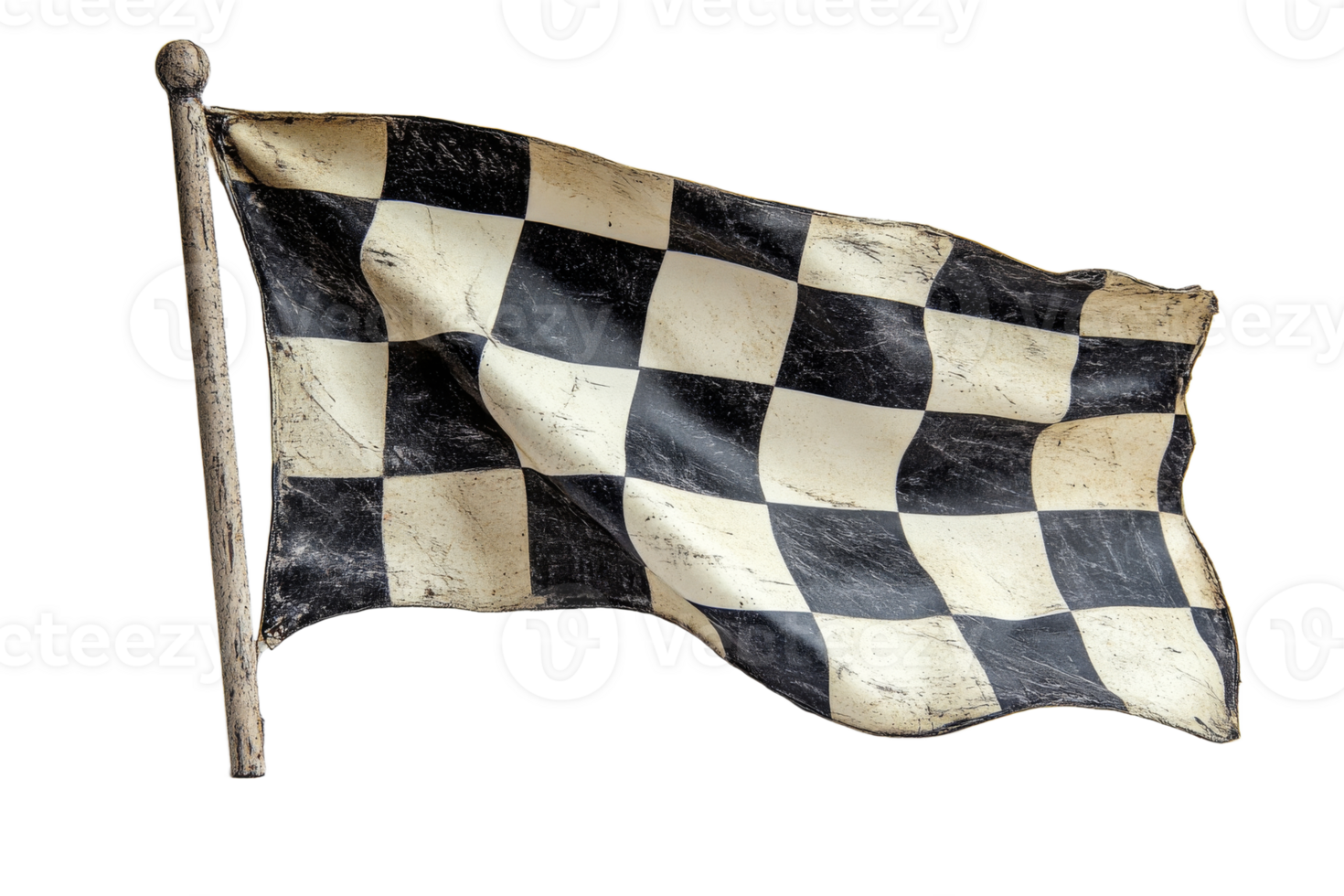 Checkered flag waving against a transparent background png