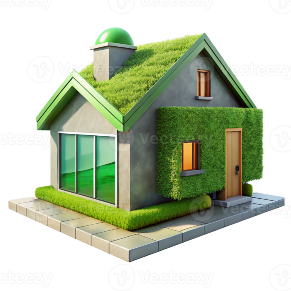 impressive artistic Modern Home Exterior Green Roof Cutout authentic png