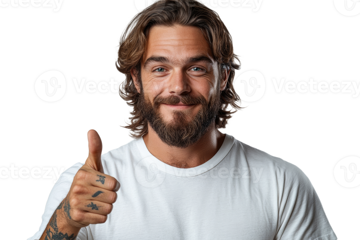 Man giving thumbs up with a smile on transparent background png