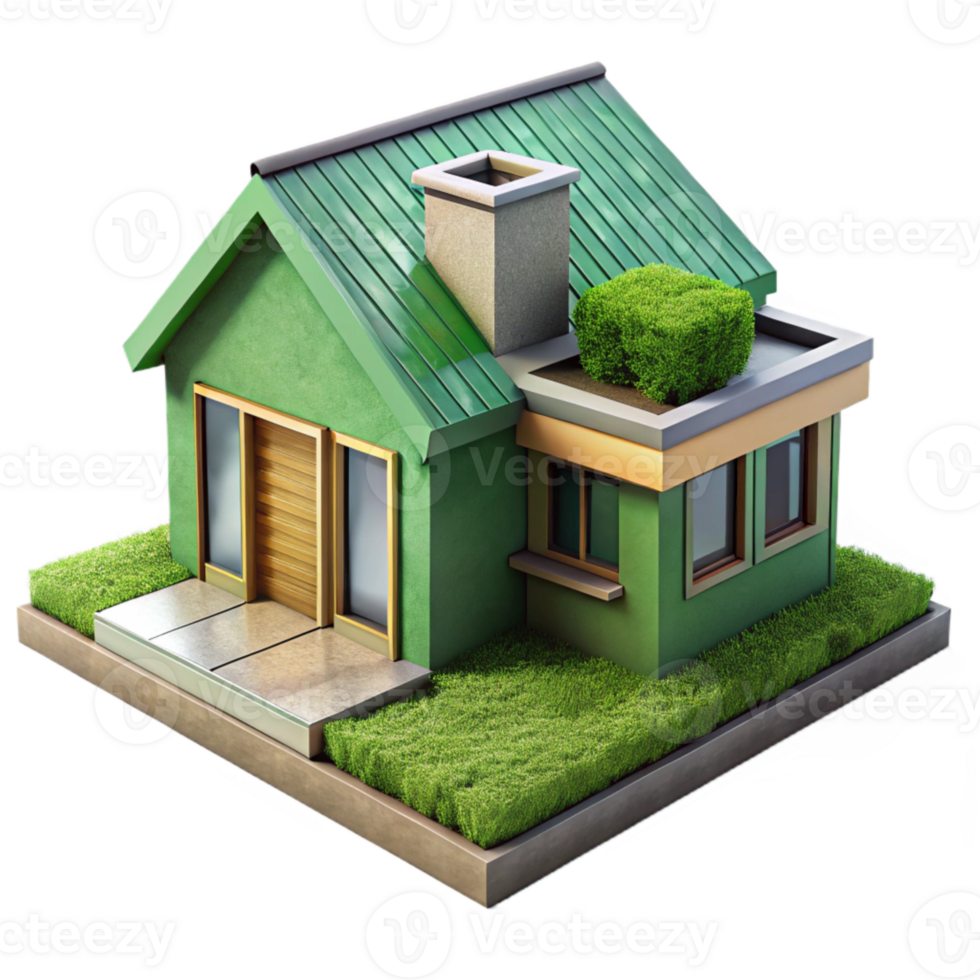 magnificent artistic Modern Home Exterior Green Roof Cutout high resolution png
