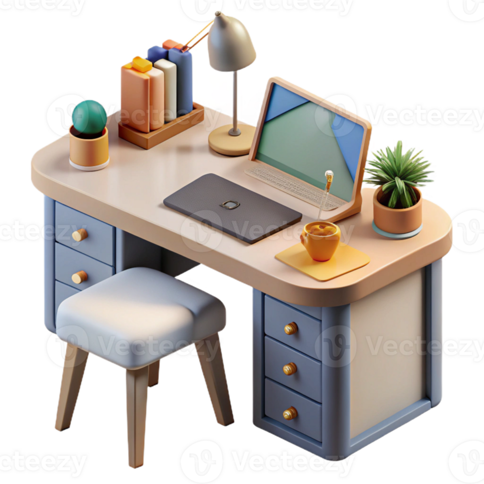 impressive classic Modern Home Office Desk Empty Cutout Element authentic png