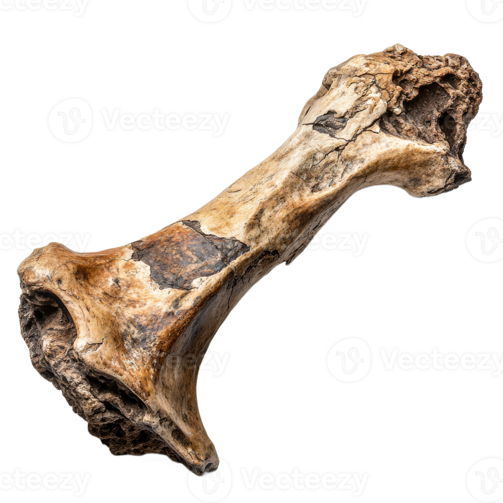 Large fossilized bone specimen with detailed texture png