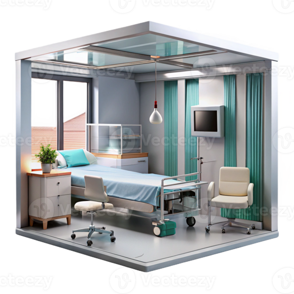 beautiful artistic Modern Hospital Room Interior Transparent high resolution png