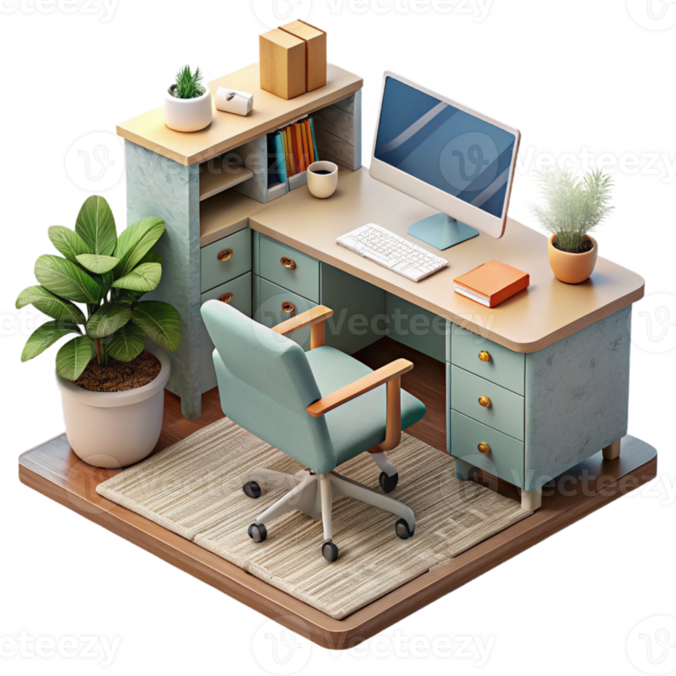 magnificent contemporary Modern Home Office with Desk and Chair Cutout exclusive png