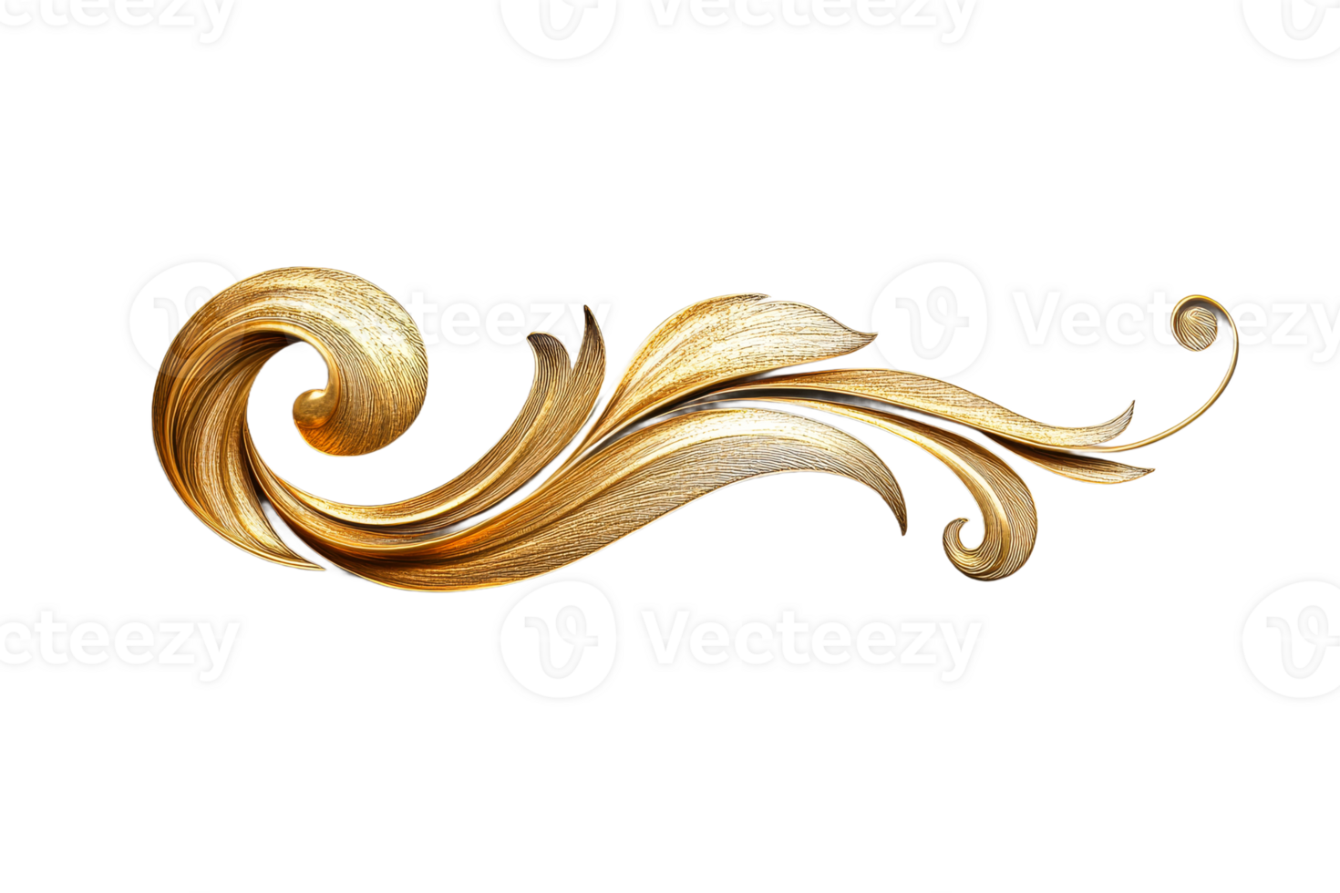 Elegant golden swirl design, cut out transparent png