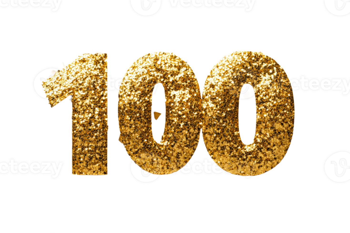 Celebrate achievements with sparkling golden number 100 png
