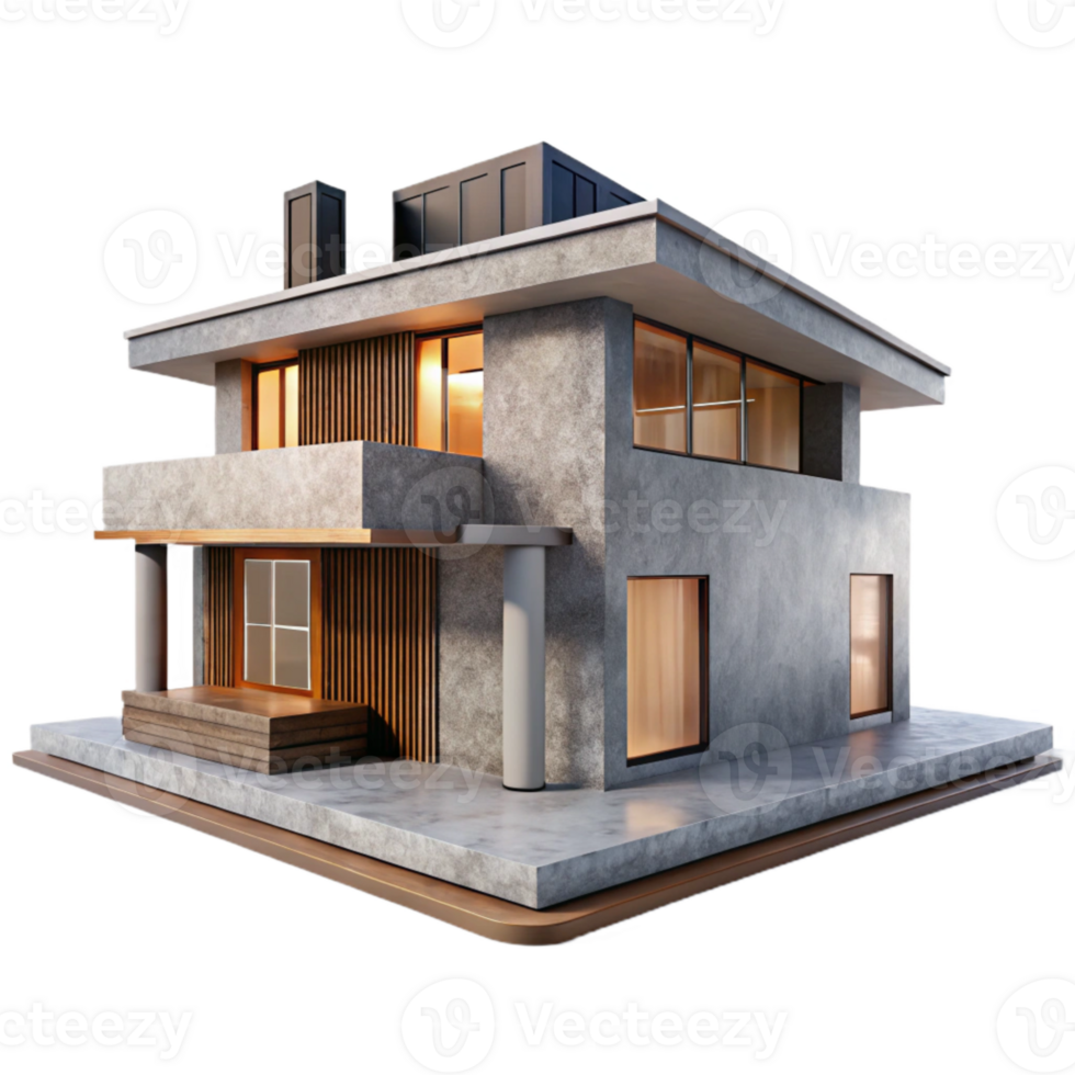 vibrant artistic Modern House Structure Minimalist Design Isolated high resolution png
