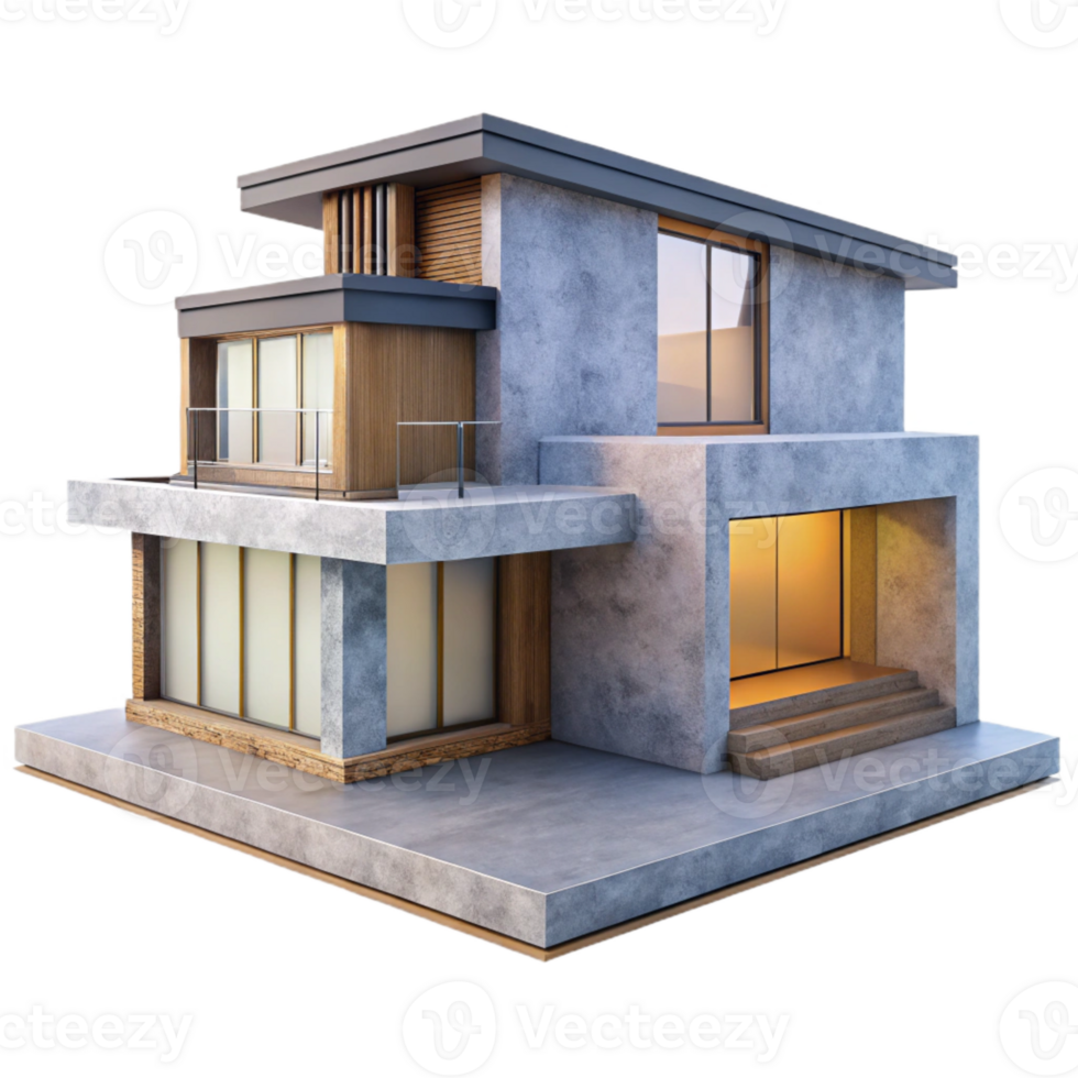 dramatic rustic Modern House Structure Minimalist Design Isolated png